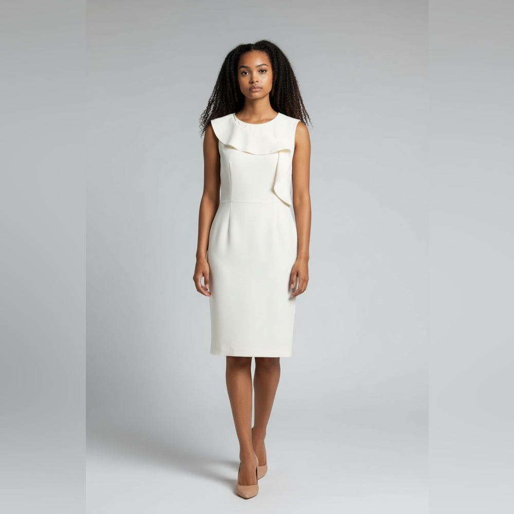 Nation LTD Cream Ruffle Midi Dress
